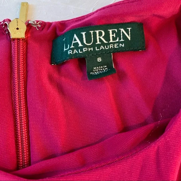 Ralph Lauren Bold Shoulder Jewel Tone Belted Statement Dress Size 6 like new - Picture 6 of 12